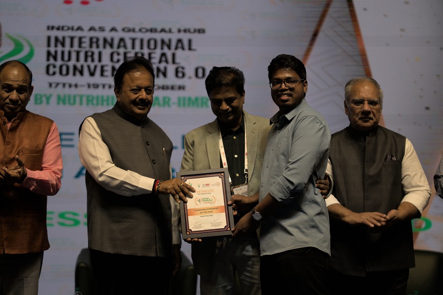 Manga Srinivas Foods' CEO  and MD Manideep Kavali Receives 'Young Milletpreneur of the Year' at INCC 6.0